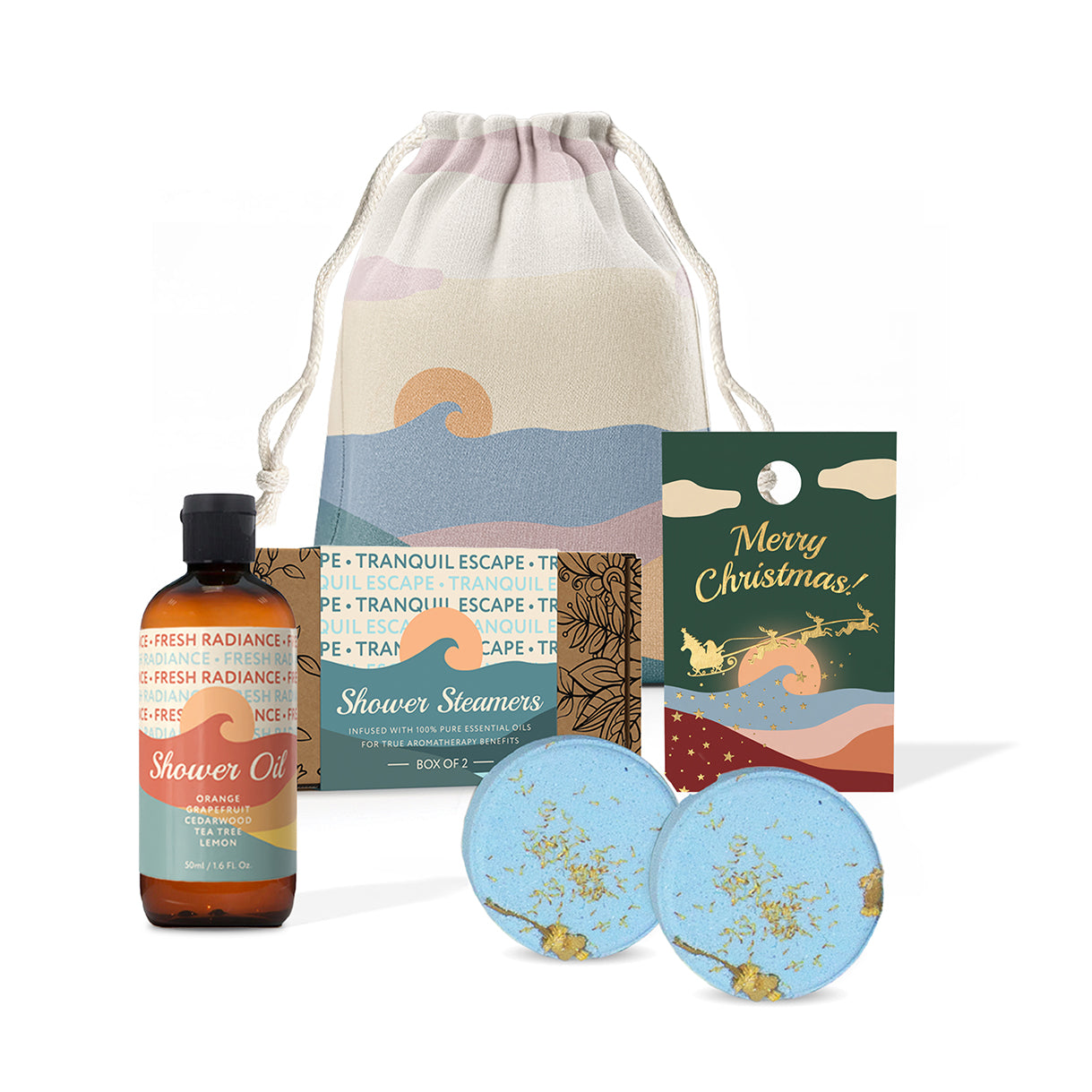 Xmas Twin Shower Steamer + Shower Oil 50ml Set