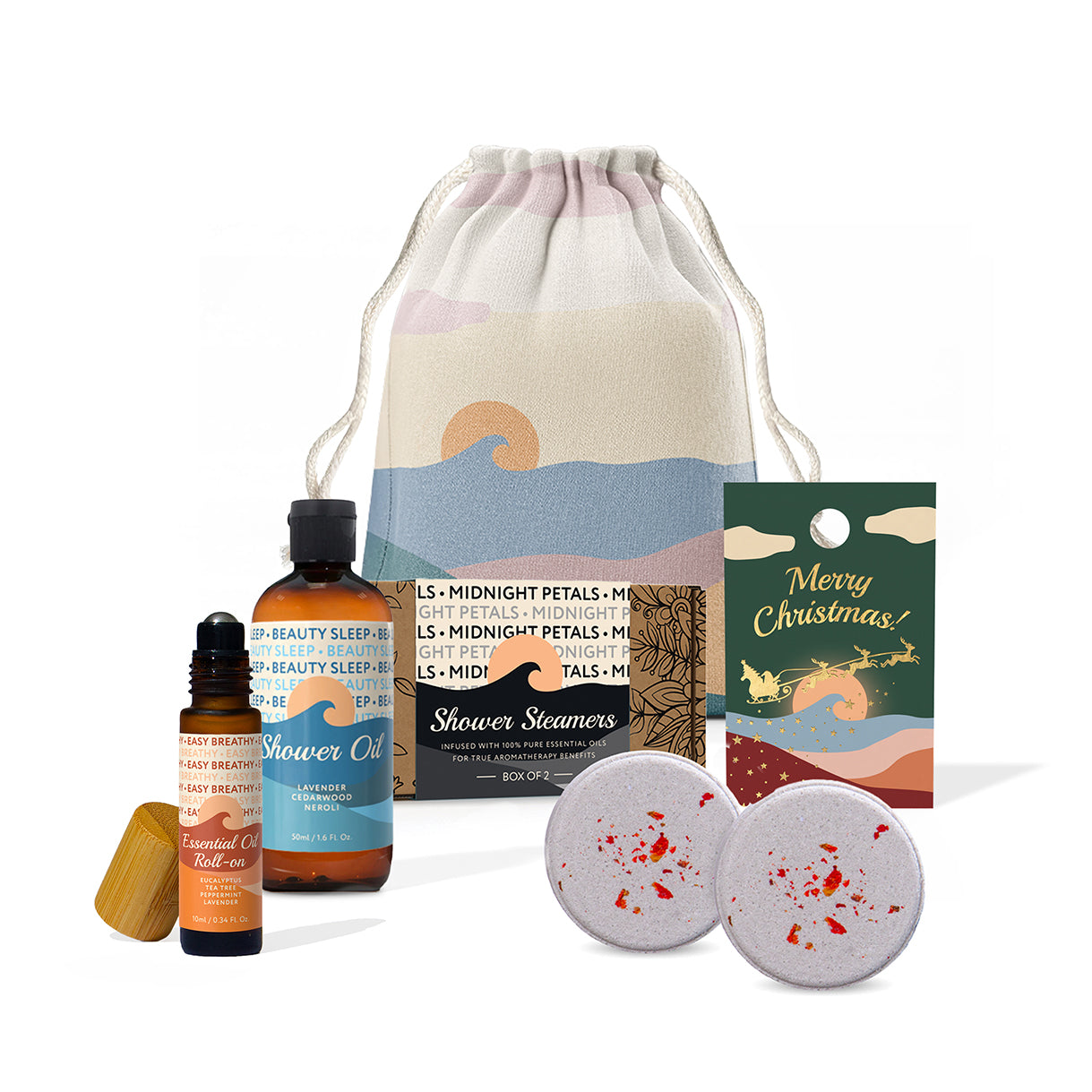 Xmas Twin Steamer, Shower Oil & Roll-on Set